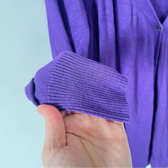 Elie Tahari Purple Silk Cashmere Blend Long Cardigan Sweater - Picture 6 of 7